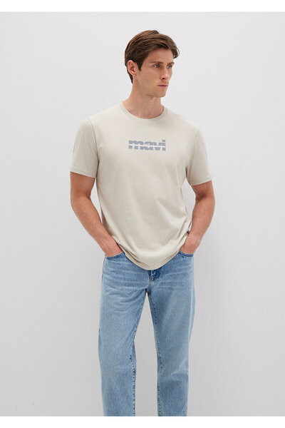 Mavi Graues T-Shirt mit Logo-Print, normale Passform / normaler Schnitt 06109...