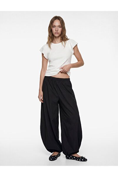 Koton Tricou din bumbac guler rotund cu mânecă scurtă și detaliu festonat