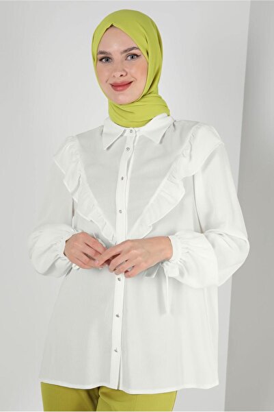 Alvina بلوزة بأزرار وتفاصيل مكشكشة 43777