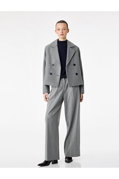 Koton Long Sleeve Buttoned Pocketed Double-Breasted Short Cashmere Jacket