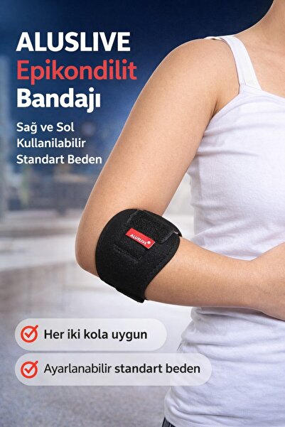 ALUSLİVE Aluslive Epikondilit Bandajı Silikon Destekli Sağ Ve Sol Kullanılabi...