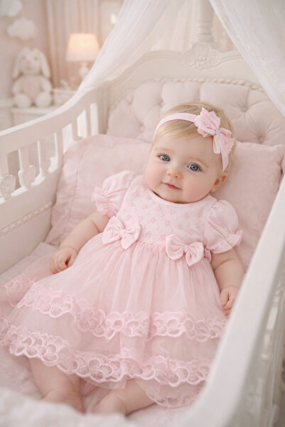 Miniday Baby Baby Girl Mevlütlük Dress Summer Bandana Lace Newborn Hospital R...