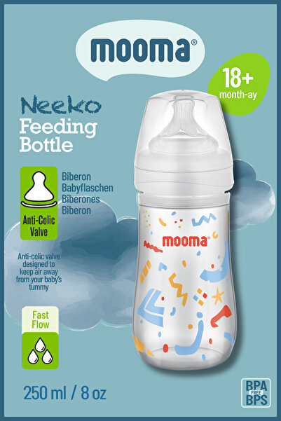 MOOMA Neeko Antikolik PP Confetti Desenli Biberon 250 ml (18+ Ay) – Hızlı Akı...