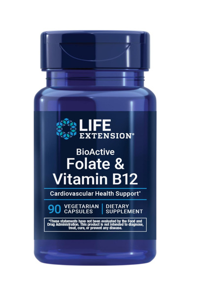 Life Extension Supplements, BioActive Folate & Vitamin B12, Promotes Heart, B...