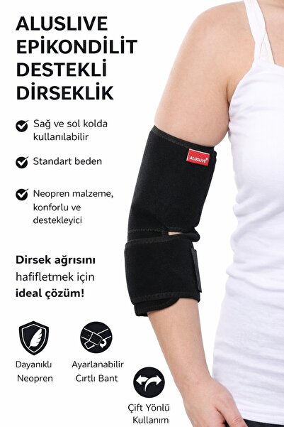 ALUSLİVE EPİKONDİLİT DESTEKLİ DİRSEKLİK SAĞ VE SOL KULLANILABİLİR STANDART BEDEN