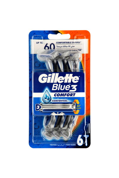 Gillette BLUE 3 COMFORT MEN DISPOSABLE RAZOR PACK, 6 PIECES