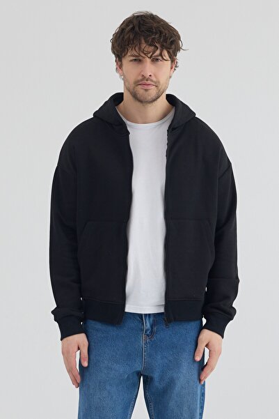Fancy & Fun Fermuarlı Kapüşonlu Unisex Oversize Pamuklu Yumuşak Dokulu 3 İpli...