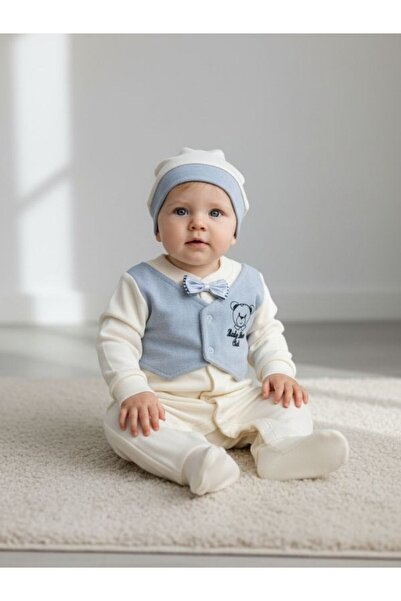 Zekids بذلة بيبي بوي تيدي بير مع تفاصيل ربطة عنق