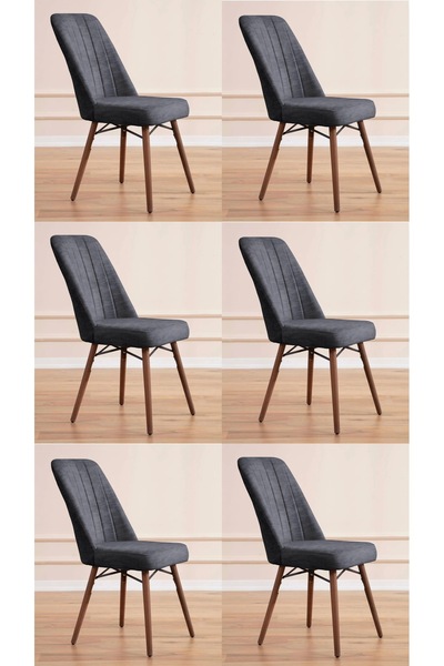 yonga concept Karegold sandalye 6 adet Modern Tasarım Antrasit Gri Nubuk Kuma...