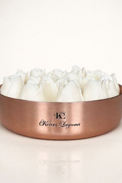 KEARS LAGUNA VERA ROSEGOLD, %100 DOĞAL VEGAN SOYA WAX LALE TASARIMLI KOKULU MUM