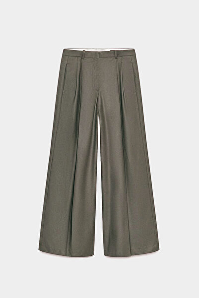 Açelya Okcu Premium Ballard Mid-Waist Wide-Leg Woven Pants