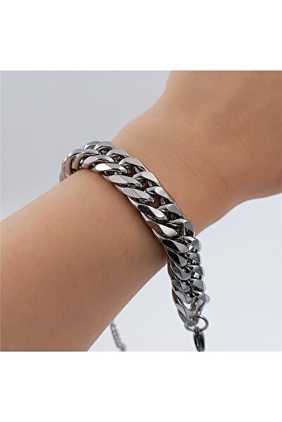 Herşey Nota 316L Çelik Silver Klasik Retro Kalın Zincir Unisex Bileklik