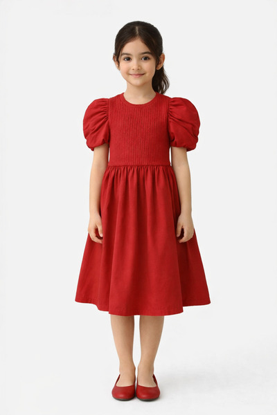 Gingersnaps فستان بناتي بأكمام قصيرة مع كشكشة