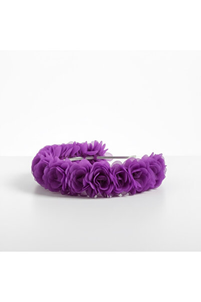 BTRENDY Çiçek sarkıtlı mor anne,lohusa,çocuk,nedime,kına,düğün taç,saç aksesuarı