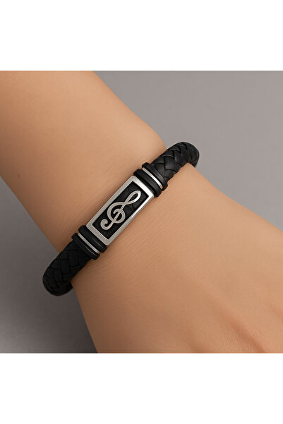 Herşey Nota سوار جلدي محبوك للجنسين مع شكل مفتاح يسار - تصميم بثيمة موسيقية م...