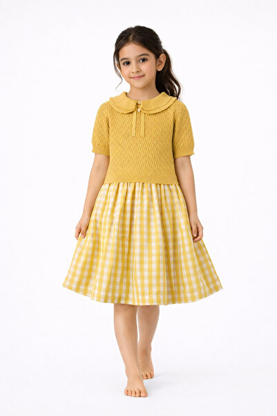 Gingersnaps Girls' Puff Dress with Half Sleeves and Collar