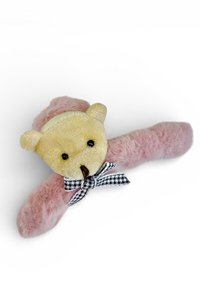 SHEKER HOME Λούτρινη αγκράφα αρκουδάκι - Σκούρο Ροζ