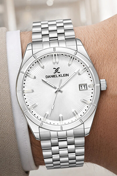Daniel Klein Men's Wrist Watch Calendar Steel Band Silver-White Zmdk1139