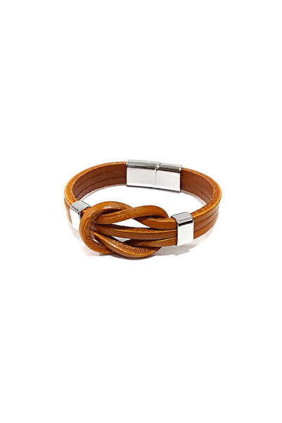 HER ŞEY NOTA www.herseynota.com Glaze Knot Brown Genuine Leather Men's Bracel...