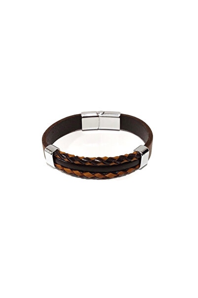 HER ŞEY NOTA www.herseynota.com Brown Black Shadow Knitted Men's Bracelet-559