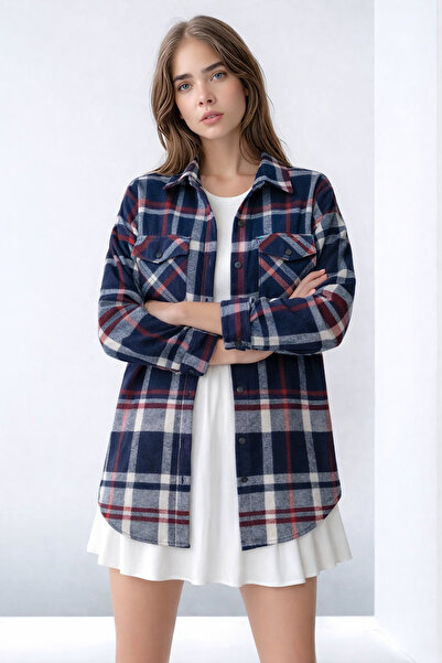 MAMAYAGA Γυναικείο μπλουζάκι με μοτίβο ξυλοκόπος oversized Χαλαρό και φαρδύ κ...