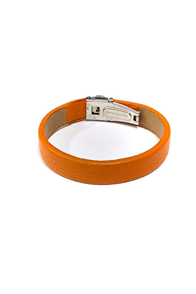 HER ŞEY NOTA www.herseynota.com سوار رجالي من الجلد الطبيعي باللون البرتقالي ...