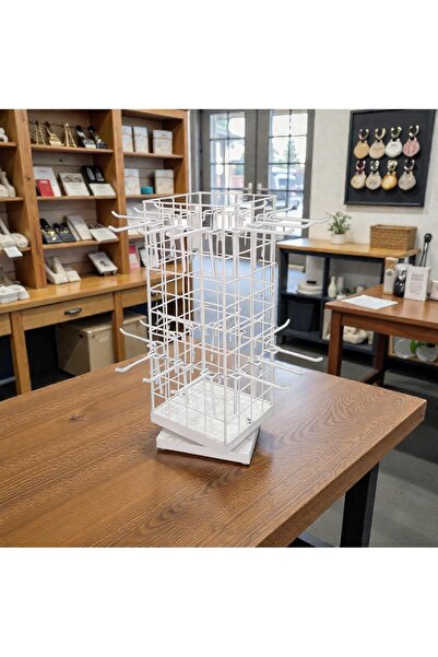 ASAFF MASAÜSTÜ DÖNER STAND RENK:BEYAZ 24 ADET 10 CM KANCA DAHİL