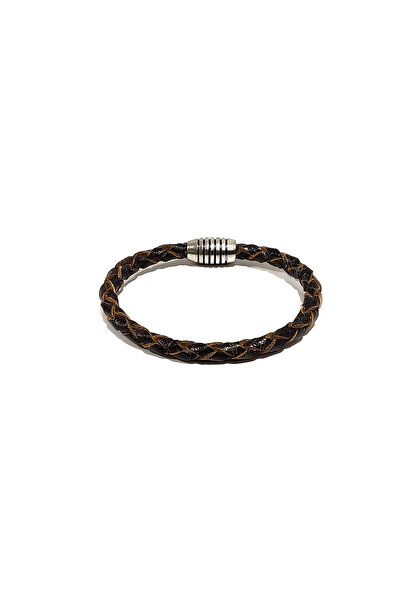 HER ŞEY NOTA www.herseynota.com Vintage Brown Braided Genuine Leather Men's B...
