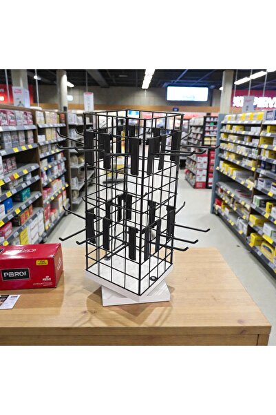 ASAFF MASAÜSTÜ DÖNER STAND RENK:SİYAH 24 ADET 10 CM KANCA DAHİL