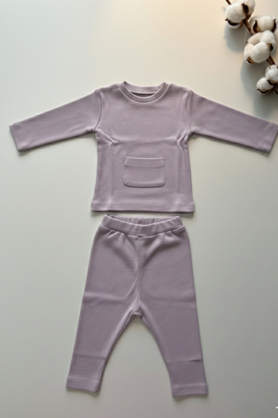 Pinklime Jr. Bebek Kaşkorse Esnek Alt Üst Takım-Lila