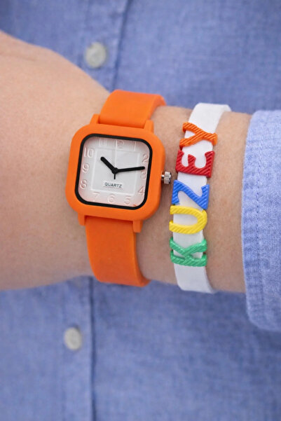sonsuzsaat Turuncu Renk Silikon Kordonlu İsimli Bileklikli Analog Spor Çocuk ...