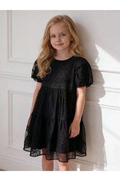 HÇ Hülya Çelik KİDSWEAR 2018 Лятна рокля с дантела и бродерия за момичета