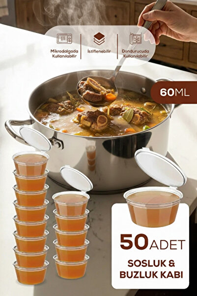 Ezupack 50 Adet Sızdırmaz 60 ml Mini Saklama Kabı Sosluk Buzluk Kabı, Et Suyu...