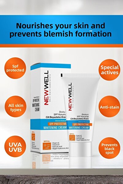 New Well 50ML Λευκαντική κρέμα που προστατεύει από τον ήλιο και που παρέχει θ...
