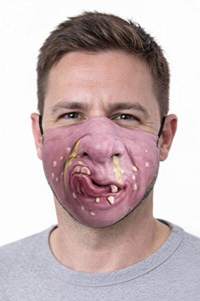 ARDSU Şaka Komik Korku Maskesi Yarım Yüz Lateks Gerçekçi Maske