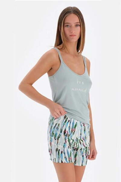 Eros 33582 Σετ γυναικεία σορτς πιτζάμες με τιράντες από βαμβακερό σχοινί