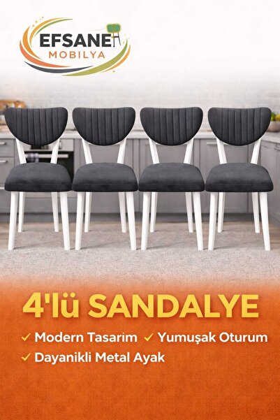 Efsane i.E.G ELMA SANDALYE 4 ADET SALON MUTFAK YEMEK ODASI SALON BALKON BAHÇE...