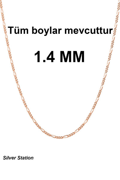 Silver Station Rose Renk Figaro Gümüş Kolye Zincir 40-45-50-55-60-75 cm