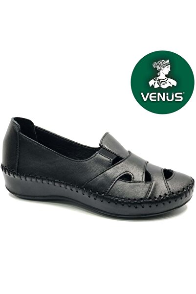 Venüs Silvect Genuine Leather Orthopedic Women's Casual Shoes Black
