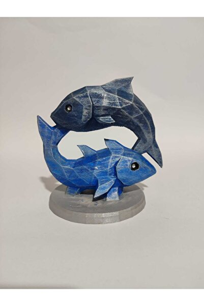 3dArt54 Modern Geometrik İkili Balık Biblo - Minimalist Masaüstü Dekoratif Ob...