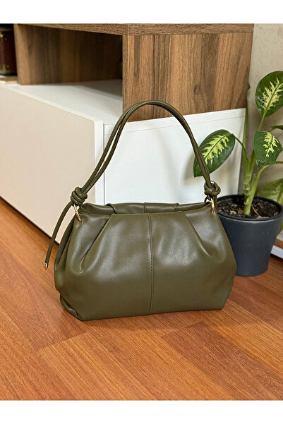 LOVELYSTORE Women's Knot Detailed Medium Size Faux Leather Zippered Shoulder ...