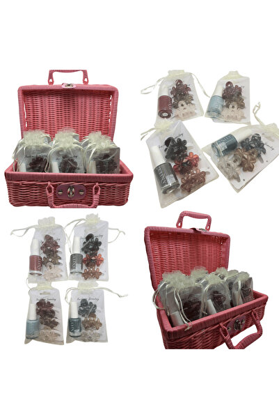 SADFAT توزيعات مناكير للأعياد والمناسبات (12 كيس + شنطة) لون وردي