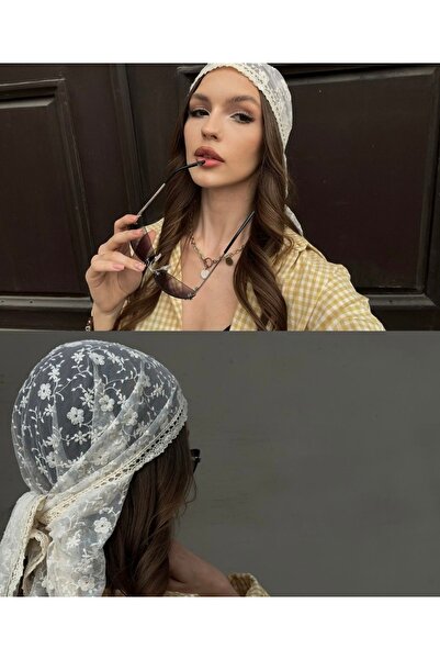 VENÜS MODA by Pınar Krem dantel şal/fular/bandana yeni sezon kombin aksesuarı...