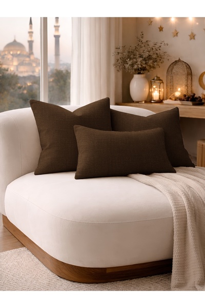 Perle Кафява ленена декоративна калъфка за възглавница с текстура | Модерна в...