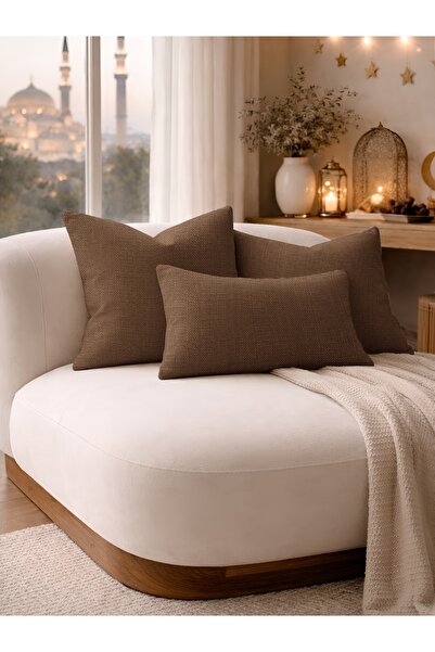 Perle Кремаво кафява ленена декоративна калъфка за възглавница | Модерна възг...