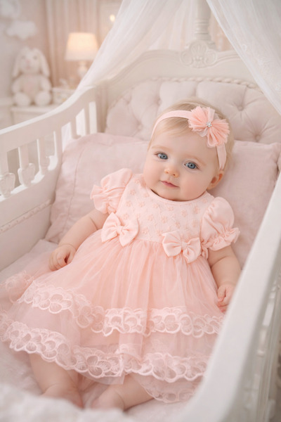 Miniday Baby Baby Girl Mevlütlük Dress Summer Bandana Lace Newborn Hospital R...