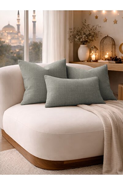 Perle Сив ленен декоративен калъф за възглавница с текстура | Модерна възглав...