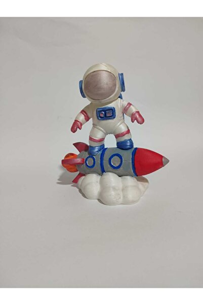 3dArt54 Roket Üstünde Astronot Biblosu – Uzay Temalı Dekoratif Masaüstü Obje