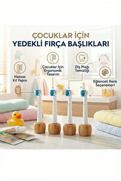 LOVYCO Oral B Uyumlu Yedek Fırça Başlıkları Çocuklar ve Yetişkinler İçin