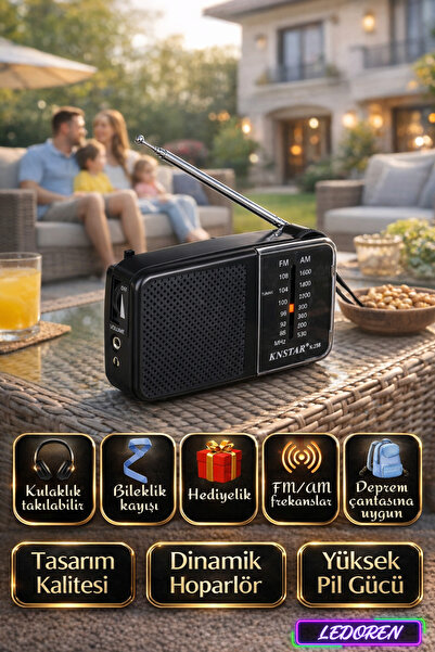 L'eDoren K-258 Radyo Pilli Cep Radyosu Fm-am Güçlü Çekim Kaliteli Kulaklık Gi...